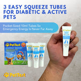 PetTest New Energy Boost Glucose SOS for Pets Instantly Increases Low Blood Sugar. B12 and Antioxidants 3x10ml Tubes. Fast Acting, Meat Flavoured, Rapid Recovery for Active or Diabetic Dogs & Cats.