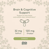 Gaia Herbs Nootropic Focus - Brain & Cognitive Support Supplement to Help Maintain Healthy Concentration* - with Saffron, Lemon Balm & Spearmint - 40 Liquid Phyto-Capsules (Up to 20-Day Supply)