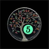 5 Year Sobriety Chip | Tree of Life AA Coin Token Medallion with Glow in The Dark Recovery Anniversary