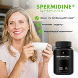 HUMANX Spermidine+ (USA Third Party Tested) - Spermidine-Rich Wheat Germ Extract & Zinc to Activate Cellular Renewal - Non-GMO, Spermidine Capsules - Supports Healthy Aging - Spermidine Supplement