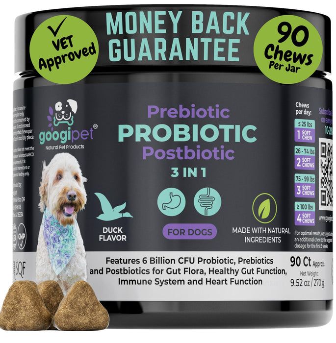 Googipet Probiotics for Dogs Digestive Health - Pre and Probiotics for Dogs + Digestive Enzymes - Dog Probiotic Chews w/Prebiotics & Pumpkin, Anti Diarrhea for Dogs, Constipation, Digestion, & Itching