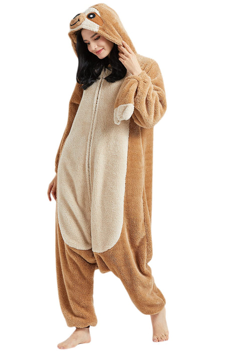 DarkCom Cosplay Sloth Animal Onesie Christmas Pajamas Polar Fleece Homewear Sleepwear for Adult Men Women Small