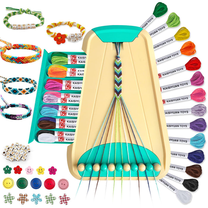 Arts and Crafts for Kids Ages 8-12,Friendship Bracelet Making Kit for Girl,Kids Jewelry Making Kit with 28 Pre-Cut Threads,Christmas Birthday Gifts for Ages 6 7 8 9 10 11 12 Year Old Cyan