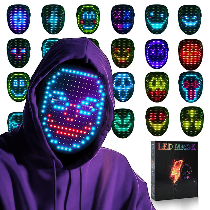 AIGLUN LED Face Transforming Mask with Gesture Control Fun - Cool stuff Halloween Cosplay and Christmas Parties