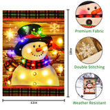 Lighted Christmas Garden Flag for Outside, Led Snowman Garden Flag, Winter Yard Flag 12x18 Double Sided for Outdoor Yard Porch Lawn Decoration