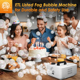 blessny 2-in-1 Fog Bubble Machine, Smoke Bubble Maker for Stage Halloween Christmas Birthday Party Wedding, 8000+Fog Filled Bubble Per Minute, 250W (White)