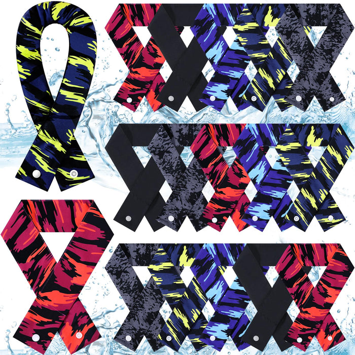 Tarpop 15 Pieces Cooling Neck Wraps Bulk Camo Ice Cooling Bandana Reusable Cooler Scarf Tube for Hot Weather Outdoor Fishing Running
