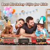 Hot Bee Train Set - Christmas Train with Remote Control Train Toys for Boys with Smokes, Lights and Sound,Toy Train Set for Under Christmas Tree, Toddler Model Trains for 3 4 5 6 7 8+ Years Old Kids