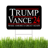 Trump JD Vance 2024 Yard Sign With H Stake Double Sided For President Donald Trump Republican Conservative Black