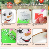 8 Pcs Christmas Snowman Face Diamond Coasters Kits Christmas Snowman Face DIY Coasters with Holder Holiday Xmas Holiday Diamond Coasters for Beginner Adult Winter Christmas Gift