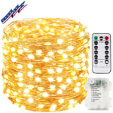 66Ft 200LED Battery Operated Fairy Lights with Remote, Waterproof Battery Christmas String Lights with Timer, Twinkle Lights for Bedroom Christmas Decorations (Warm White)