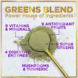 Super Greens Powder, Green Drink Smoothie Mix with 20+ Superfoods for Energy Support, Spirulina, Chlorella, Mushrooms, Antioxidants & Digestive Enzymes, Vegan Green Superfood Powder - 30 Servings