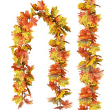 DearHouse 2 Pack Fall Garland Maple Leaf, 5.9Ft/Piece Hanging Vine Garland Artificial Autumn Foliage Garland Thanksgiving Decor for Home Wedding Fireplace Party Christmas (Light Green)