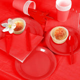 TWOWYHI 229PCS Red Party Supplies Set Paper Disposable Plates Cups Plastic Spoons Forks Knives Red Napkins for 30 Guests Disposable Party Dinnerware Sets for Wedding Birthday Party