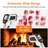 Infrared Thermometer, Laser Temperature Gun for Cooking, Non Contact Temp Gauge, Adjustable Emissivity IR Thermometer Heat Temperature Reader Gun -58 to 788℉, -50 to 420℃(Not for Human)