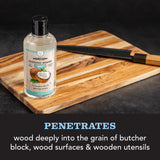 CLARK'S Coconut Cutting Board Oil - Refined for Kitchen Countertops - Butcher Blocks - Wooden Bowls - Clark's Cutting Board Oil - Seals Wood - Food Safe - No Mineral Oil - Clark Brush Compatible