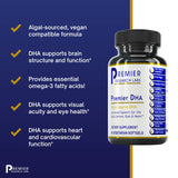 Premier DHA, 60 Softgels, Vegan Product - Plant-Source DHA for Premier Support for The Brain, Nerves, Eyes and Heart