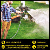 BIONIC STEEL Pro 25 FT Garden Hose with Nozzle, 304 Stainless Steel Metal Water Hose 25Ft, Flexible Hose, Kink Free.