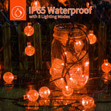 Solar Christmas String Lights Outdoor Waterproof, 2-Pack 120 LED 72 FT Total, Crystal Globe Lights with 8 Lighting Modes, Solar Powered Patio Lights for Garden Yard Porch Wedding Party Decor (Orange)