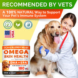 STRELLALAB Omega 3 for Dogs - (360Ct) Fish Oil Treats - Allergy & Itch Relief Skin&Coat Supplement - Dry Itchy Skin, Shedding, Hot Spots Treatment, Anti Itch - Pet Salmon Oil Chews - Chicken Flavor