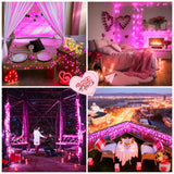 JMEXSUSS Connectable 33ft 100 LED Pink Lights for Bedroom Decor, 8 Modes Pink String Lights Clear Wire, Plug in Pink Christmas String Lights Indoor Outdoor Waterproof for Room, Party