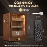 COOL KNIGHT LED Lighted Cigar Humidor Cabinet Can Hold 100-150 Cigars Cabinet Humidor with Spanish Cedar Wood Drawer, Precision Hygrometer,3 Humidifiers, Accessories Drawer,Christmas Father's Day Gift