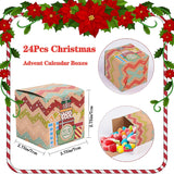 Elephant-package 24 Pcs DIY Kraft Paper Christmas Advent Calendar Boxes, 24 Days Advent Countdown Gift Boxes, Christmas Cardboard Number Boxes for Kids Adults School Office Xmas Holiday Decoration