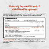 Naturalis Sunflower Vitamin E 268mg (400 IU) with Mixed Tocopherols | Essential Skin Vitamin & Immune Support | Non-GMO, Soy & Gluten Free | 120 Softgels