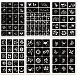 ChurlChurl 575pcs Temporary Tattoo Stencils, 20 Sheets Henna Tattoo Stencil Kit for Women Girls Kids and Boys Face Body Paint DIY Art Reusable Glitter Tattoo Stencils Pack