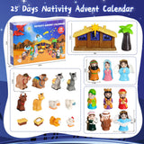 HOTFUN Lighted Nativity Advent Calendar 2024 Kids, Christmas Story Toddler Nativity Playset Christian Religious Advent Calendar, 25 Days Christmas Countdown Calendar Nativity Scene Set for Children Boy Girl