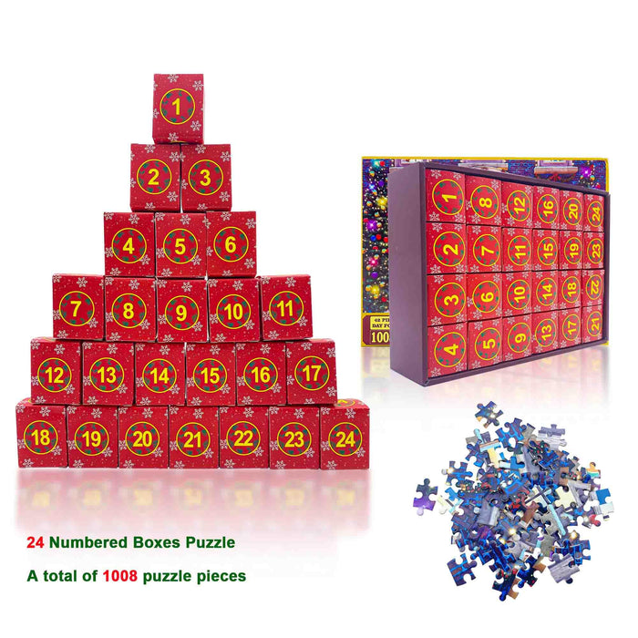 Advent Calendar 2023 Jigsaw Puzzles Christmas Advent Calendar for Kids and Adults, 24 days Countdown Calendars for Women 1008 Pieces Christmas Puzzles in 24 Boxes Puzzle Advent Calendar