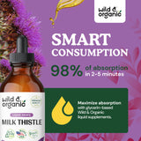 Wild & Organic Milk Thistle Liquid - Liver Cleanse Detox - Milk Thistle Supplement for Liver Support - Silymarin Milk Thistle Liver Supplement for Liver Health - Milk Thistle Seeds - 4 fl oz