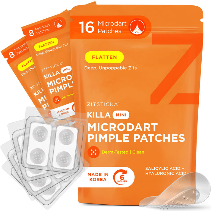 ZitSticka Killa Microdart Pimple Patches for Face - Most Potent Pimple Patch with Fast-Acting Microdarts - For Deep, Early-Stage Zits with Salicylic Acid - Mini 16 Count