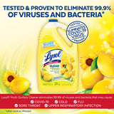 Lysol Multi-Surface Cleaner, Sanitizing and Disinfecting Pour, to Clean and Deodorize, Sparkling Lemon and Sunflower Essence, 144 Fl Oz