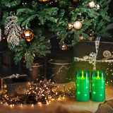 NURADA Flickering Flameless Candles: Built-in Star String Acrylic Battery LED Pillar Candles Candles with Remote and Timer for Home Party Weddings Christmas Halloween Decor -Green 2 Pack