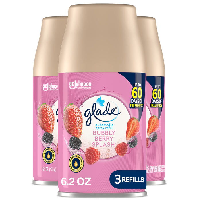 Glade Automatic Spray Refill, Air Freshener for Home and Bathroom, Bubbly Berry Splash, 6.2 Oz, 3 Count