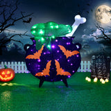 Halloween Decorations Outside Witches Cauldron - HOYECHI Outdoor Halloween Decor Lighted Cauldron 2.5FT, Light Up 3D Witch Cauldron with 60 LED Lights, for Front Yard Porch Gardens Lawns Party