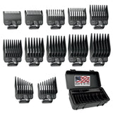 Wahl Clipper Genuine Secure-Fit™ Guide Comb Set with Hair Clipper Guard Organization Caddy, 12 Full Size Attachment Guards from 1/16” to 1” for Increased Cutting Performance - 3291,