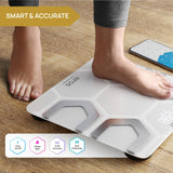 INEVIFIT EROS Bluetooth Body Fat Scale Smart BMI Highly Accurate Digital Bathroom Body Composition Analyzer with Wireless Smartphone APP 400 lbs 11.8 x 11.8 inch (White)