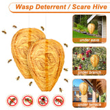 GWHOLE 2 Pack Fake Wasp Nest Decoy Hanging Fake Wasp Hornets Yellow Jackets Nest for Garden Outdoor