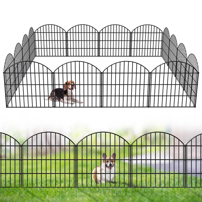 FOREHOGAR Metal Garden Fence 28in (H) x 37.3ft (L), 16 Panels + 17 Stakes Dog Fences Border Fence Animal Barrier, No Dig Garden Fencing for Yard Flower Bed Patio Outdoor, CTW2816 Black
