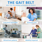 Gait Belt for Seniors, Transfer Belt with 7 Nylon Padded Handles, FSA HSA Eligible, Medical Belt for Lifting Patients, Safety Gait Belt for Elderly Easy to Use Quick Release Buckle(Blue)