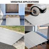 Door Threshold Ramp 4" Rise Door Ramp Aluminum Entry Ramp or Doorways Rated 800 lbs Load Capacity forWheelchair Scooters Power Chairs Walkers Metallic