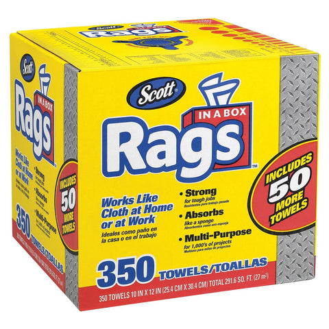 Doaaler(TM) Scott Shop Rags In A Box 350 Count White Soft and Low in Lint 75650 - New Item