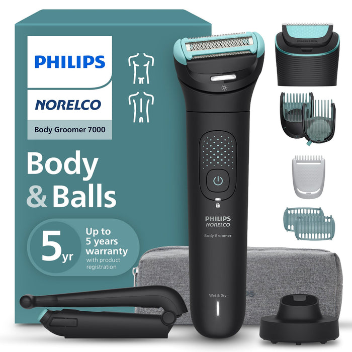 Philips Norelco Body Groomer 7000, Body & Balls, Dual Head Trimmer & Shaver
