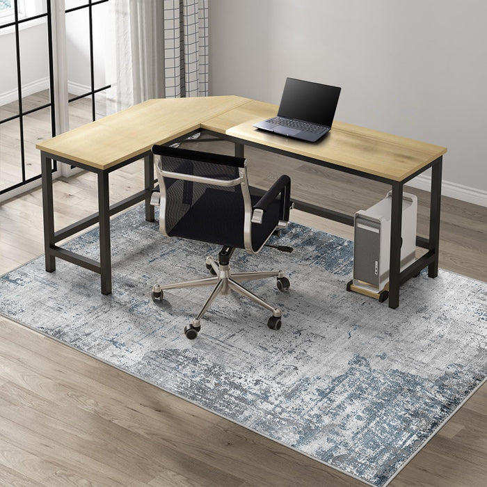Kuyal Office Chair Mat for Hardwood Floor, 48 x 60 inches Computer Gaming Chair Mat, Low Pile Carpet Desk Chair Mat, Anti-Slip Floor Mats Wood/Tile Protection Mat(48'' x 60'', Modern Light Blue)