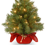 National Tree Company Pre-lit Artificial Mini Christmas Tree | Includes Small Lights and Cloth Bag Base | Majestic Fir - 2 ft