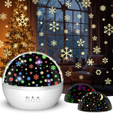 3 in 1 Christmas Projector Night Light Indoor, Snowflake Night Light for Room Decor, Kids Star Projector Night Light, Xmas Birthday Gift Toy