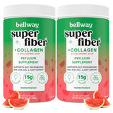 Bellway Super Fiber Powder + Collagen (2 Pack), Sugar-Free Psyllium Husk Powder with Hydrolyzed Collagen Peptides for Gut Health, Healthy Skin, Nails, Bones & Joints, Watermelon (21.2 oz)