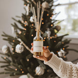 Sweet Water Decor Clear Reed Diffuser Set | Christmas Scent: Apple Cider, Cinnamon, and Fresh Cut Christmas Tree